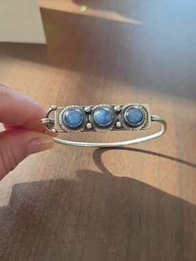 Blue Kyanite Sterling Silver Bangle